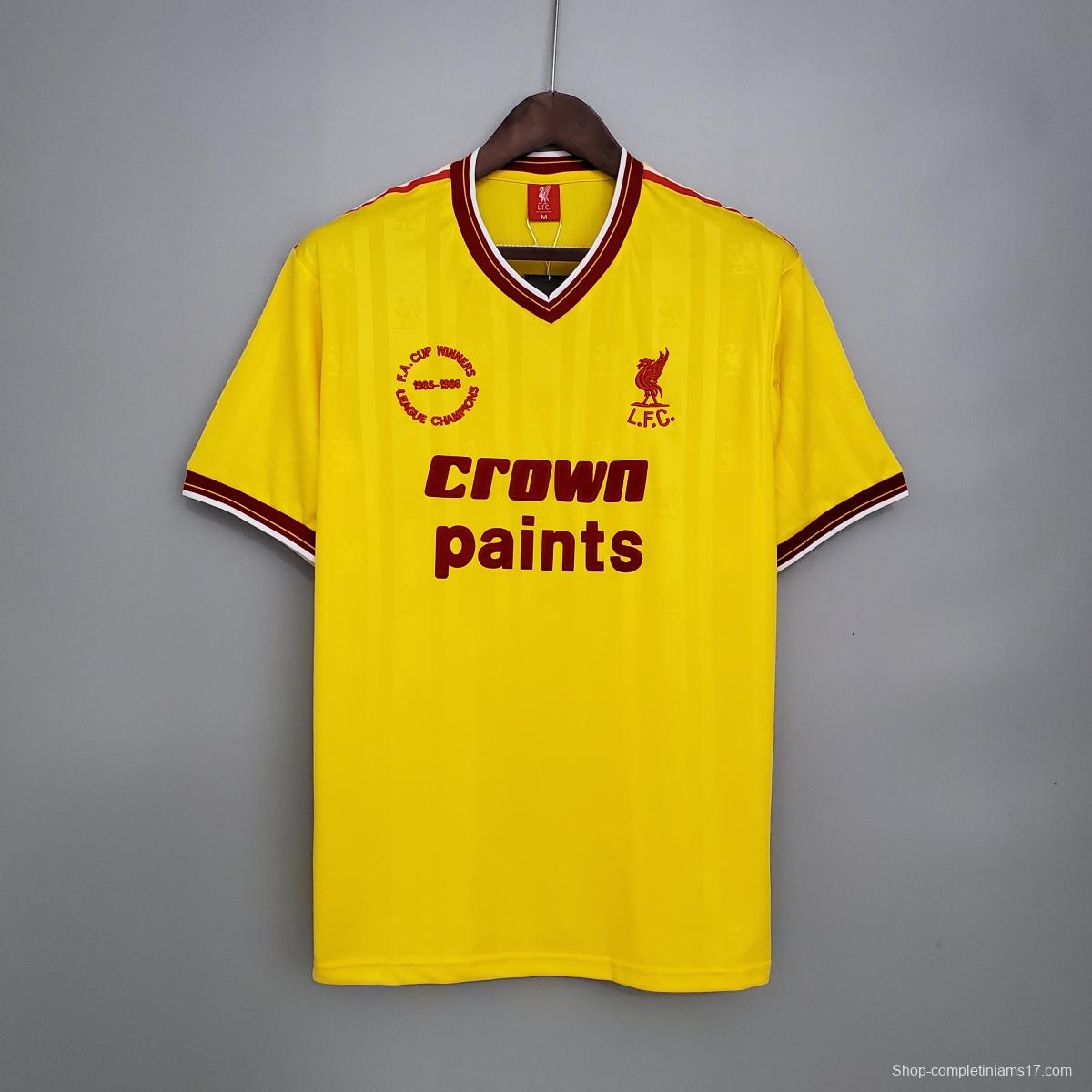 Retro 85/86 Liverpool away yellow Soccer Jersey