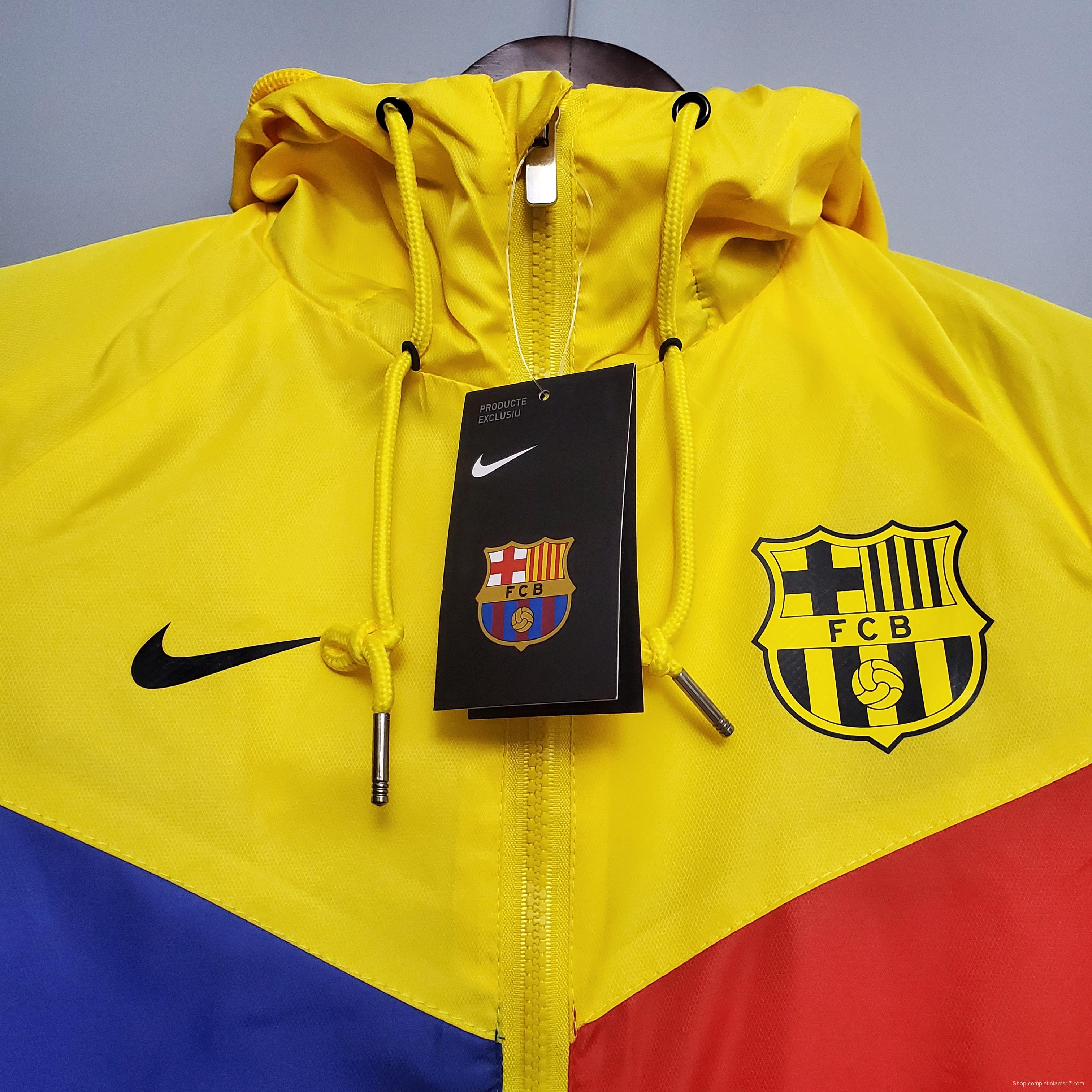 classic style Windbreaker Barcelona Blue Red Yellow Soccer Jersey