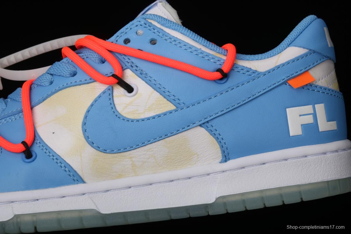 OFF-White x Futura x DUNK OW Coast joint model North Carolina blue color retro skateboard shoes DD0856-403