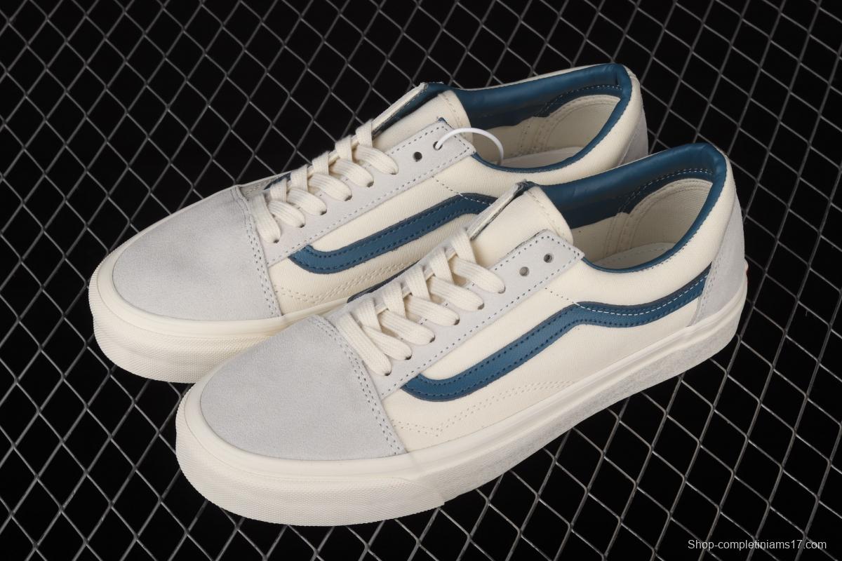 Vans Old Skool Lx white suede inner blue leather spliced canvas retro casual shoes VN0A38G1QKK