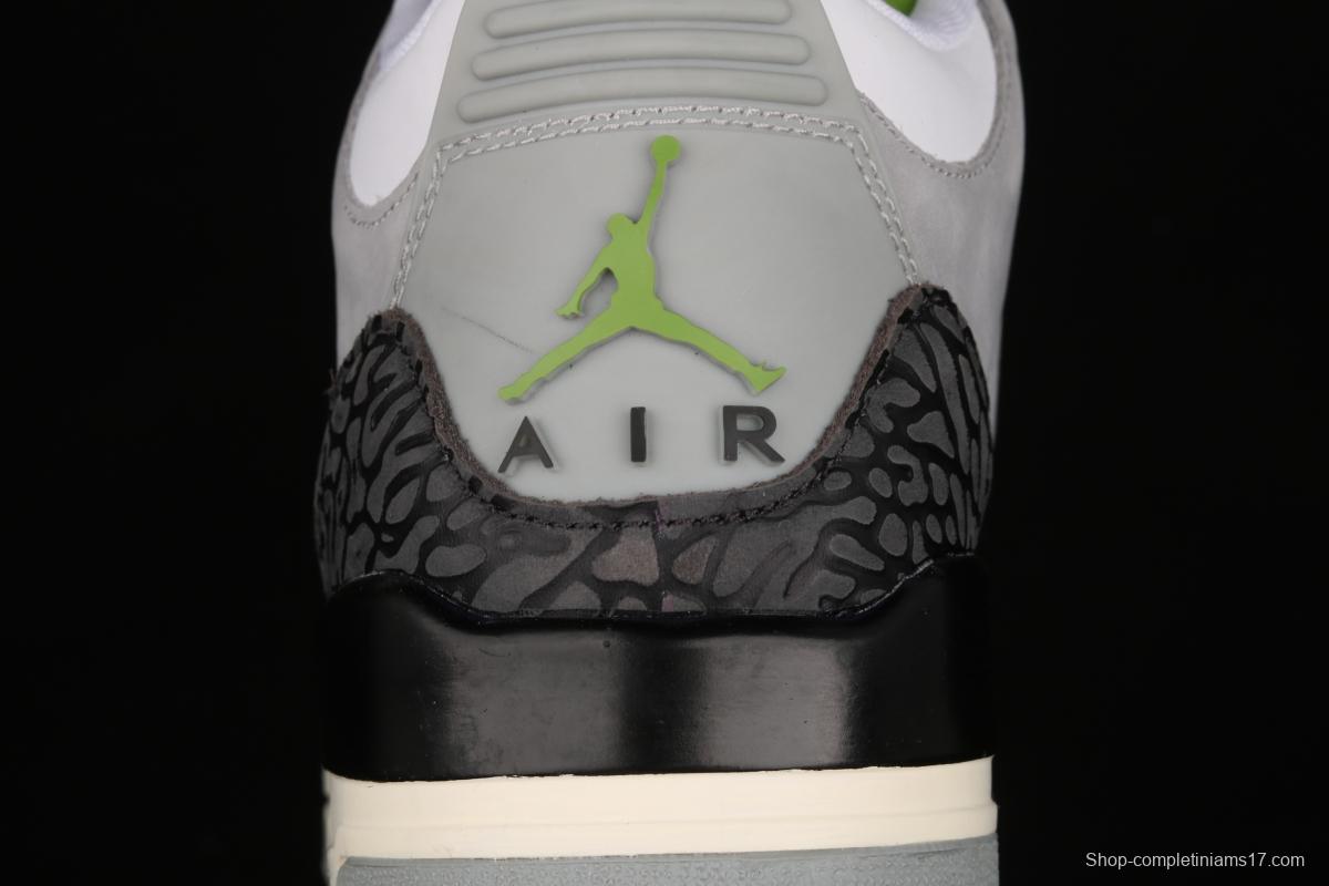 Air Jordan 3 Retro Chlorophyll AJ3 Joe 3 chlorophyll Gray Green manuscript 136064-006