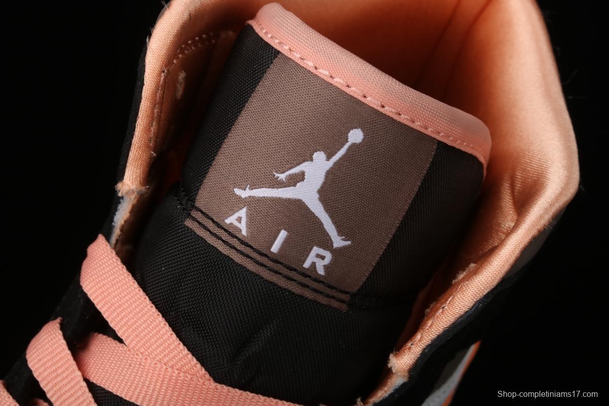 Air Jordan 1 Mid black pink peach goddess festival basketball shoes DH0210-100