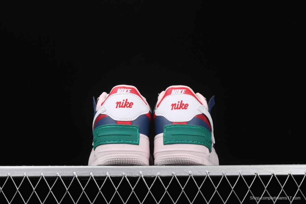 NIKE Air Force 1 ShAdidasow blue, pink and green light weight heightened low-top white board shoes CI0919-400