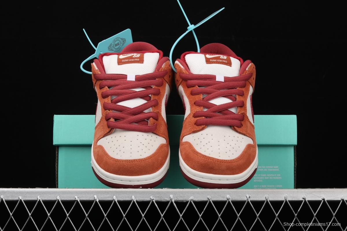 NIKE SB DUNK Low Pro brown-red color matching low-top casual board shoes BQ6817-202