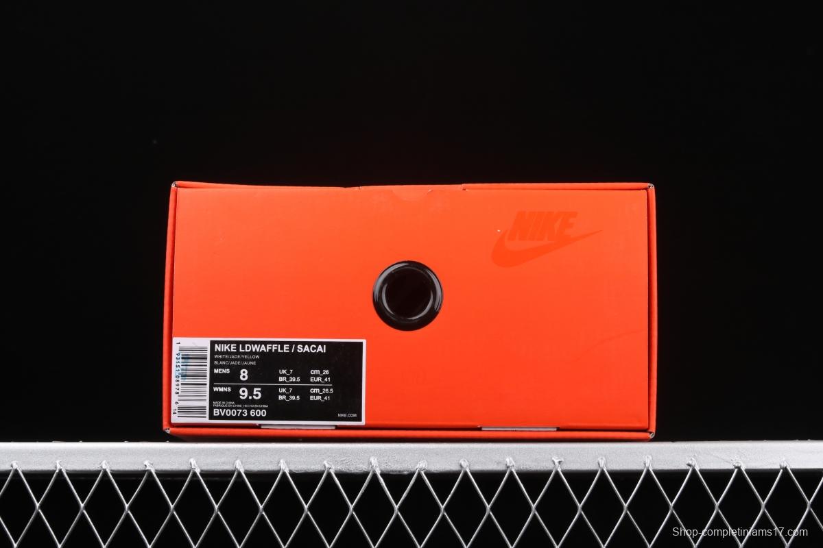 Sacai x NIKE LVD Waffle Daybreak co-signed catwalk style net gauze leather splicing double hook Swoosh running shoes BV0073-600