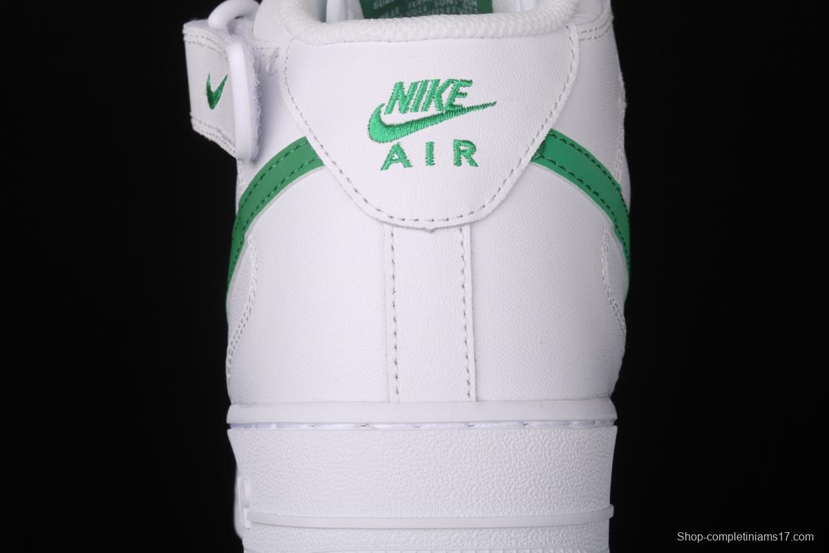 NIKE Air Force 1x07 Mid white and green 3M reflective medium-top casual board shoes 366731-909