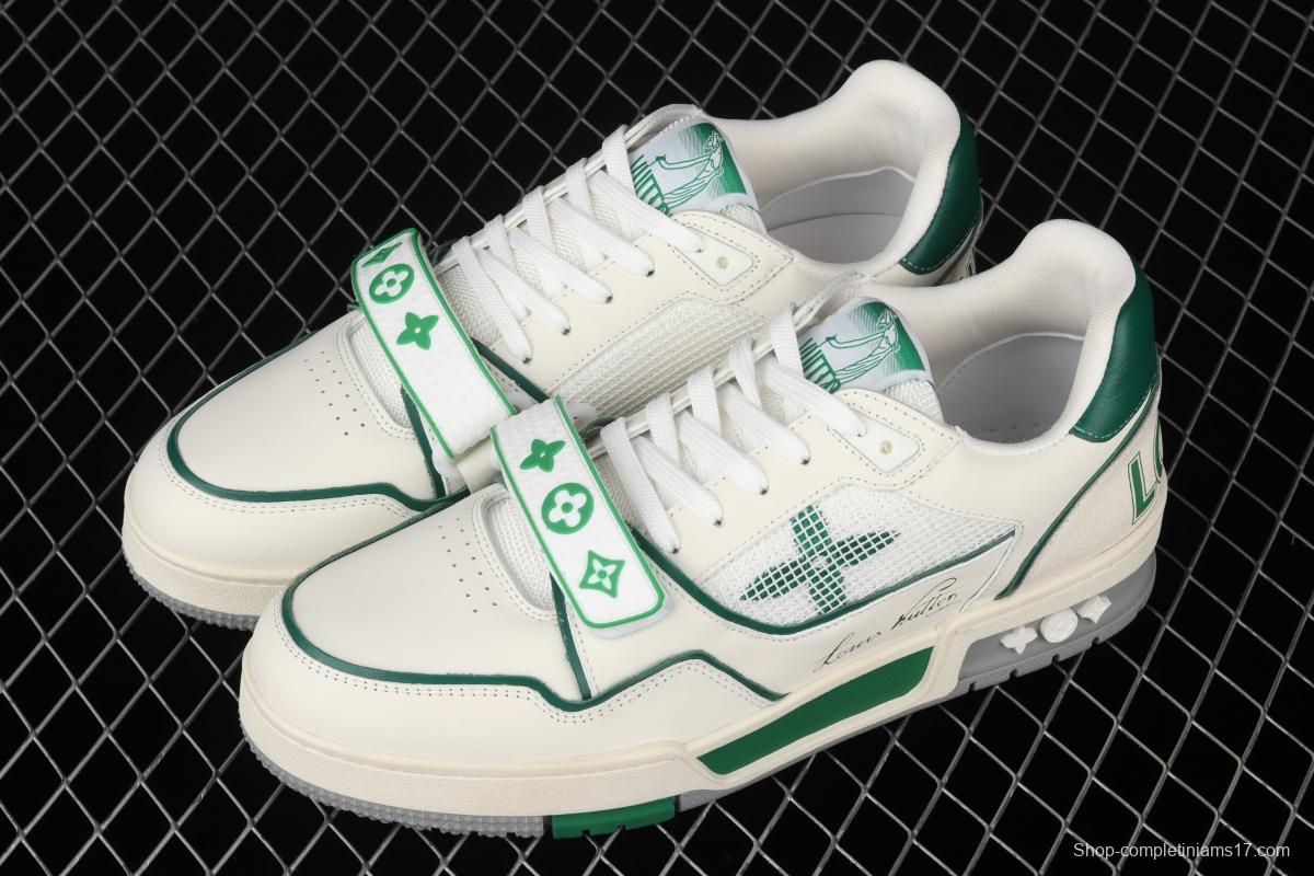 Authentic LV 2021ss early spring fashion catwalk sneakers 410N White Green