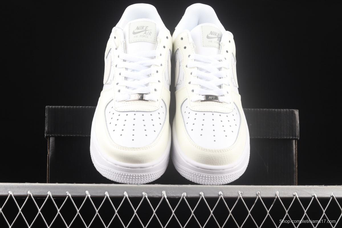 NIKE Air Force 1' 07 Low simple white 3M reflective low-top casual board shoes DR7857-100