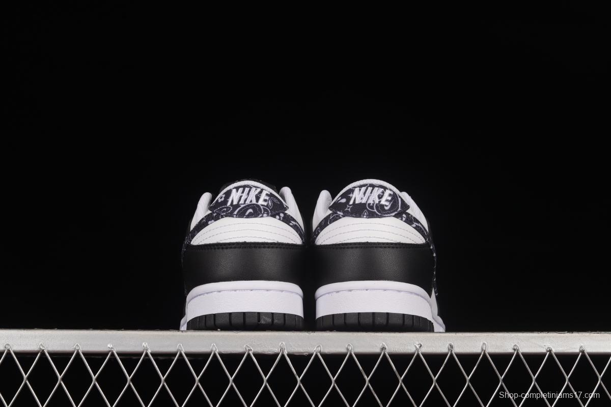 NIKE SB DUNK Low Black Paisley Black and White Panda Cashew Flower SB Buckle Shredded Backboard Fashion Casual Sneakers DH4401-100