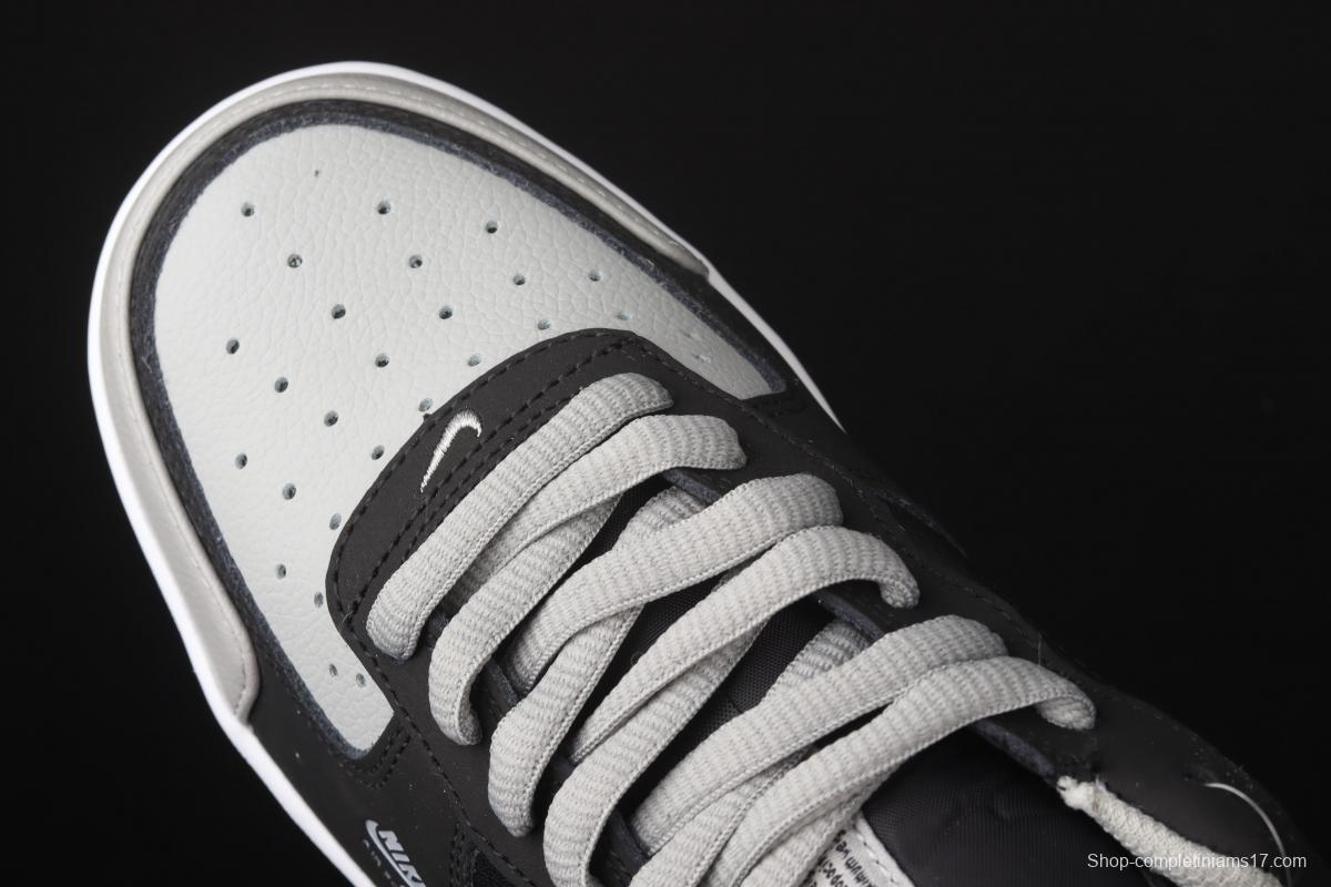 NIKE Air Force 1 Premium ShAdidasow grey Shadow Grey side Logo3M reflective low upper shoes BQ6818-009