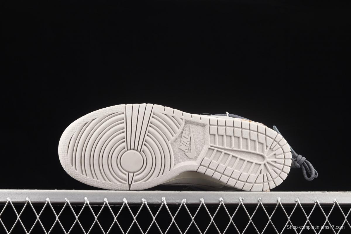 OFF-White x NIKE DUNK Low OW gray SB buckle rebound fashion casual board shoes DM1602-105