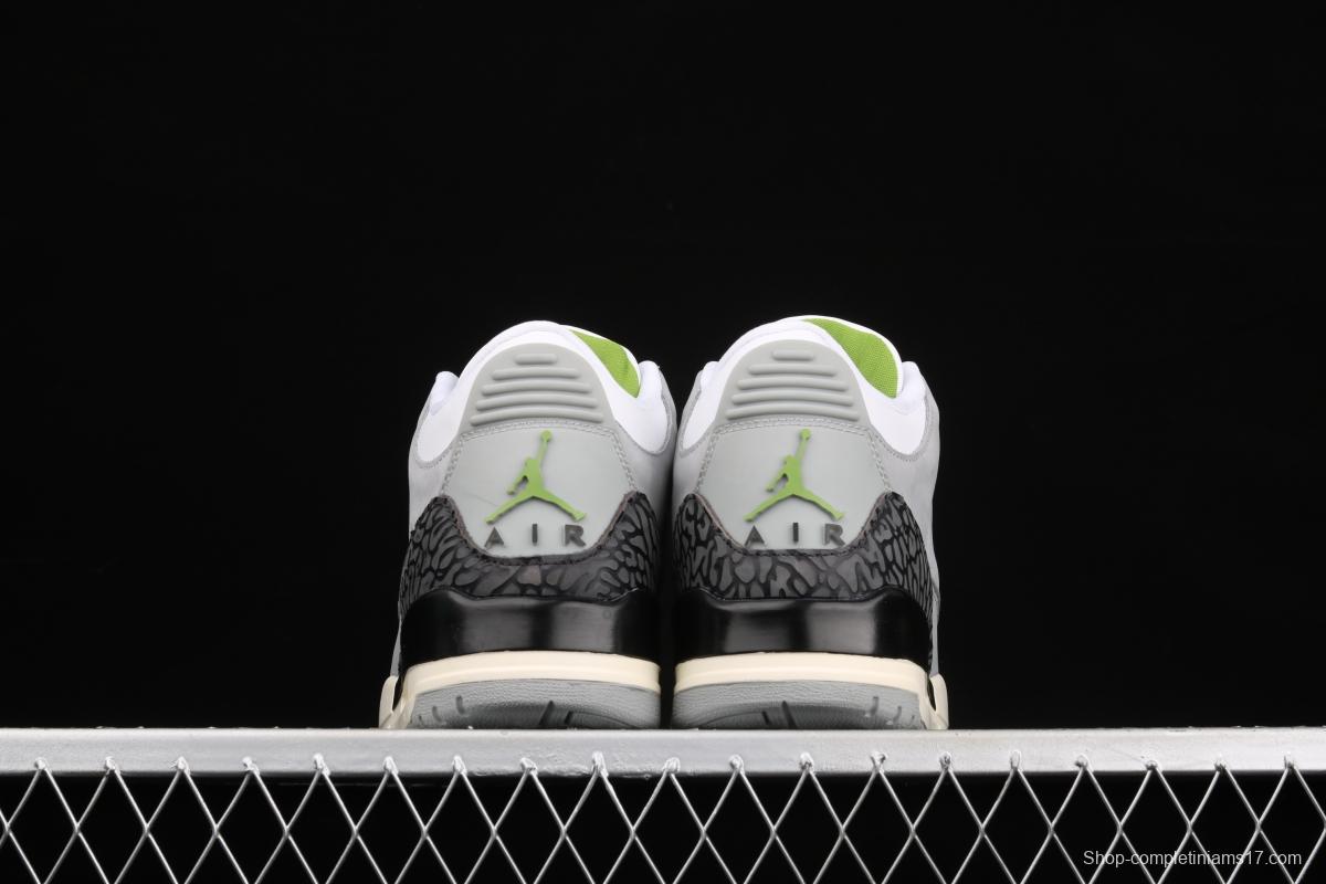 Air Jordan 3 Retro Chlorophyll AJ3 Joe 3 chlorophyll Gray Green manuscript 136064-006