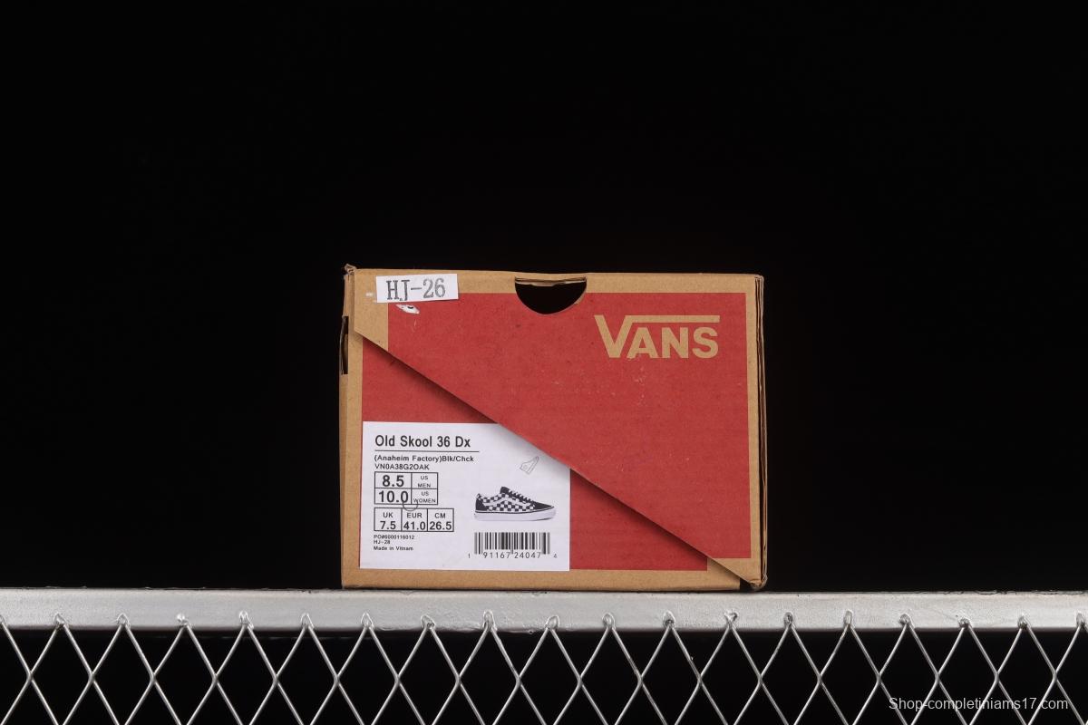 Vans Old Skool DX Anaheim black and white checkerboard old dirty low-top shoes VN0A38G2OAK