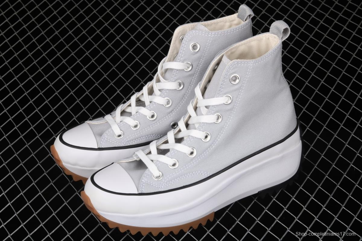 Converse Run Star x JW Anderson joint style grey high-top thick-soled canvas shoes 170552C