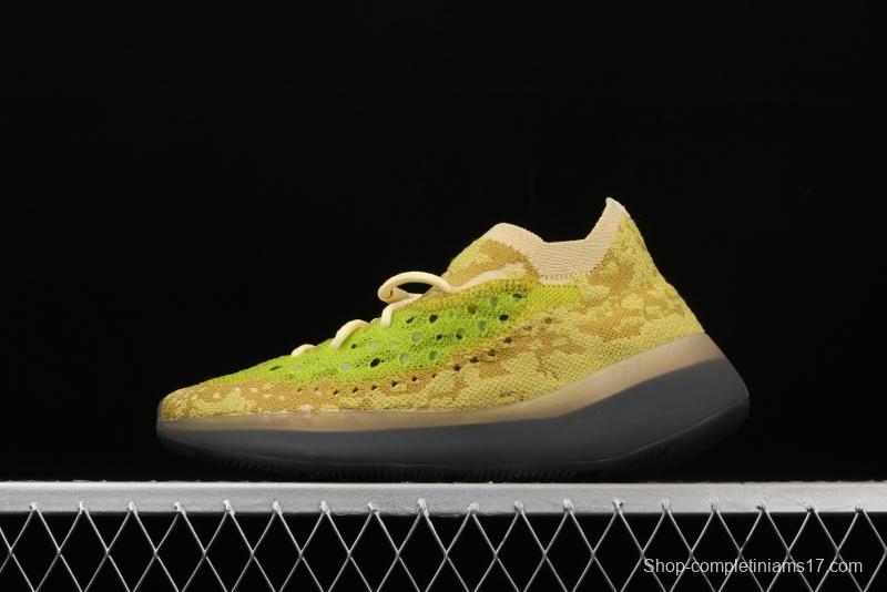 Adidas Yeezy Boost 380 Hylte Glow FZ4990 Kanye jointly limited coconut 380 fluorescent yellow luminous running shoes