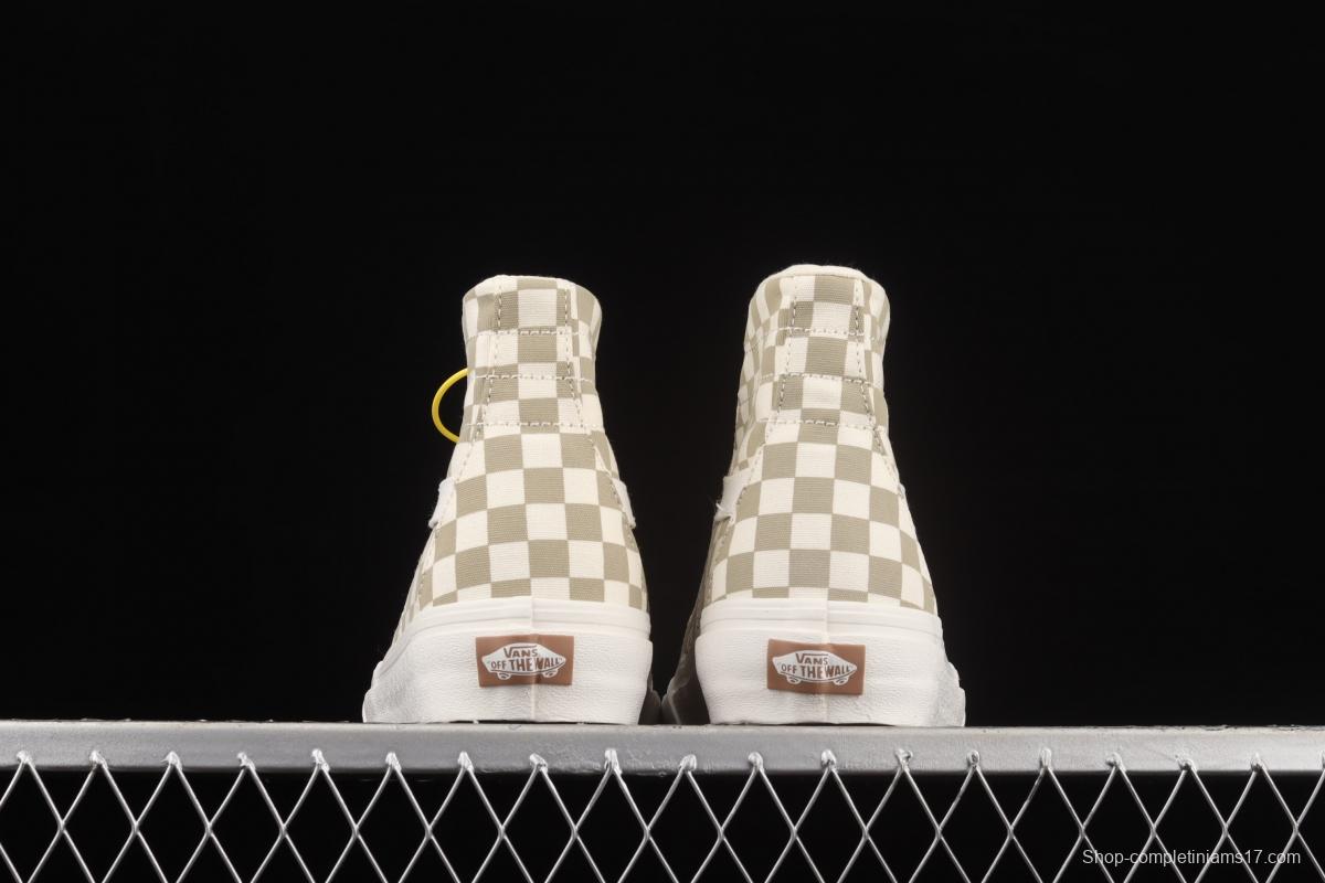 Vans SKate SK8-Hi milk brown plaid high-top professional skateboard shoes VN0A4U169F01