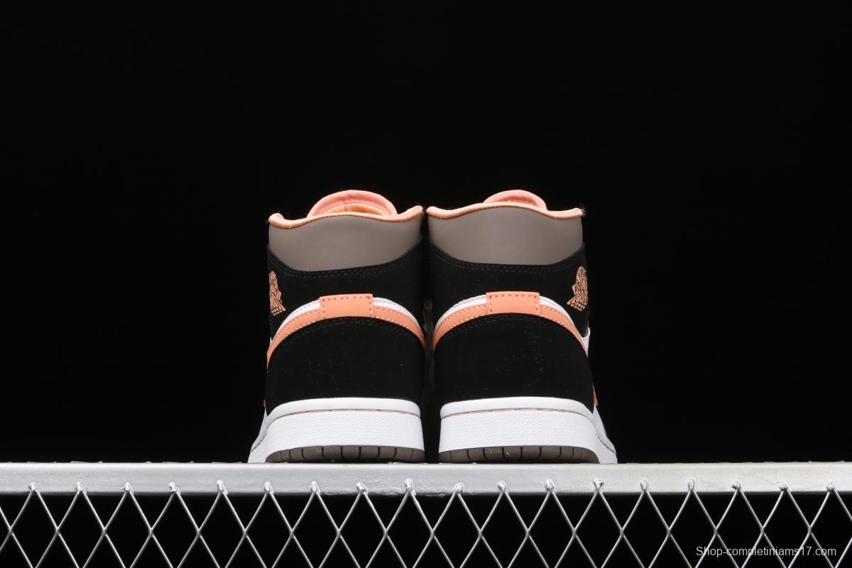 Air Jordan 1 Mid black pink peach goddess festival basketball shoes DH0210-100