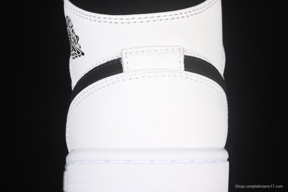 Air Jordan 1 Mid Diamond Shorts pearlescent white and black panda DH6933-100