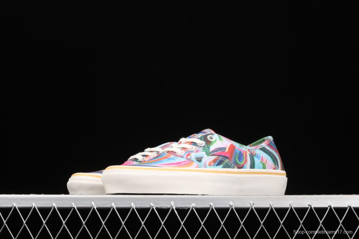 Vans Authentic SF color printing color sole environmental protection canvas board shoes VN0A3MU642D