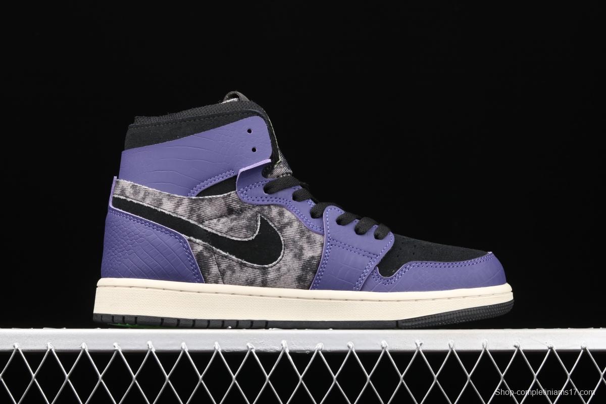 Air Jordan 1 Zoom CMFT Bayou Boys Zion Water dyed Crocodile Purple DC2133-500