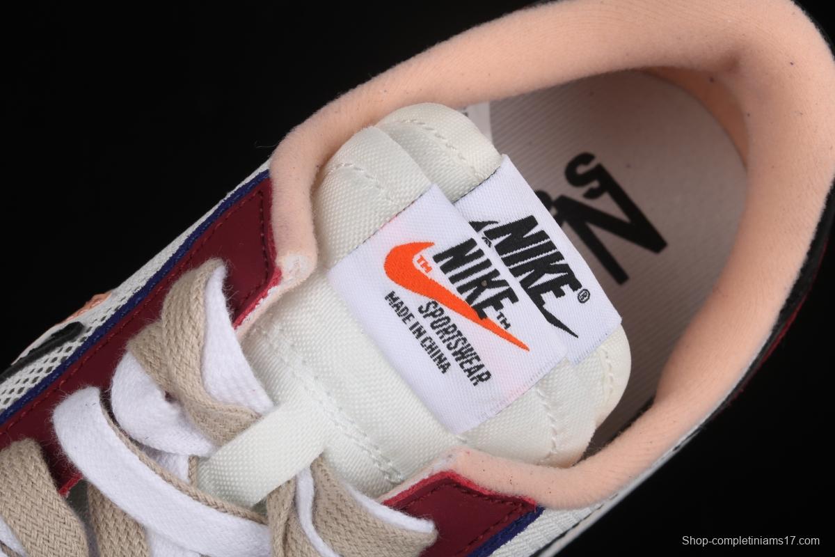 Sacai x NIKE LVD Waffle Daybreak co-signed catwalk style net gauze leather splicing double hook Swoosh running shoes BV0073-700