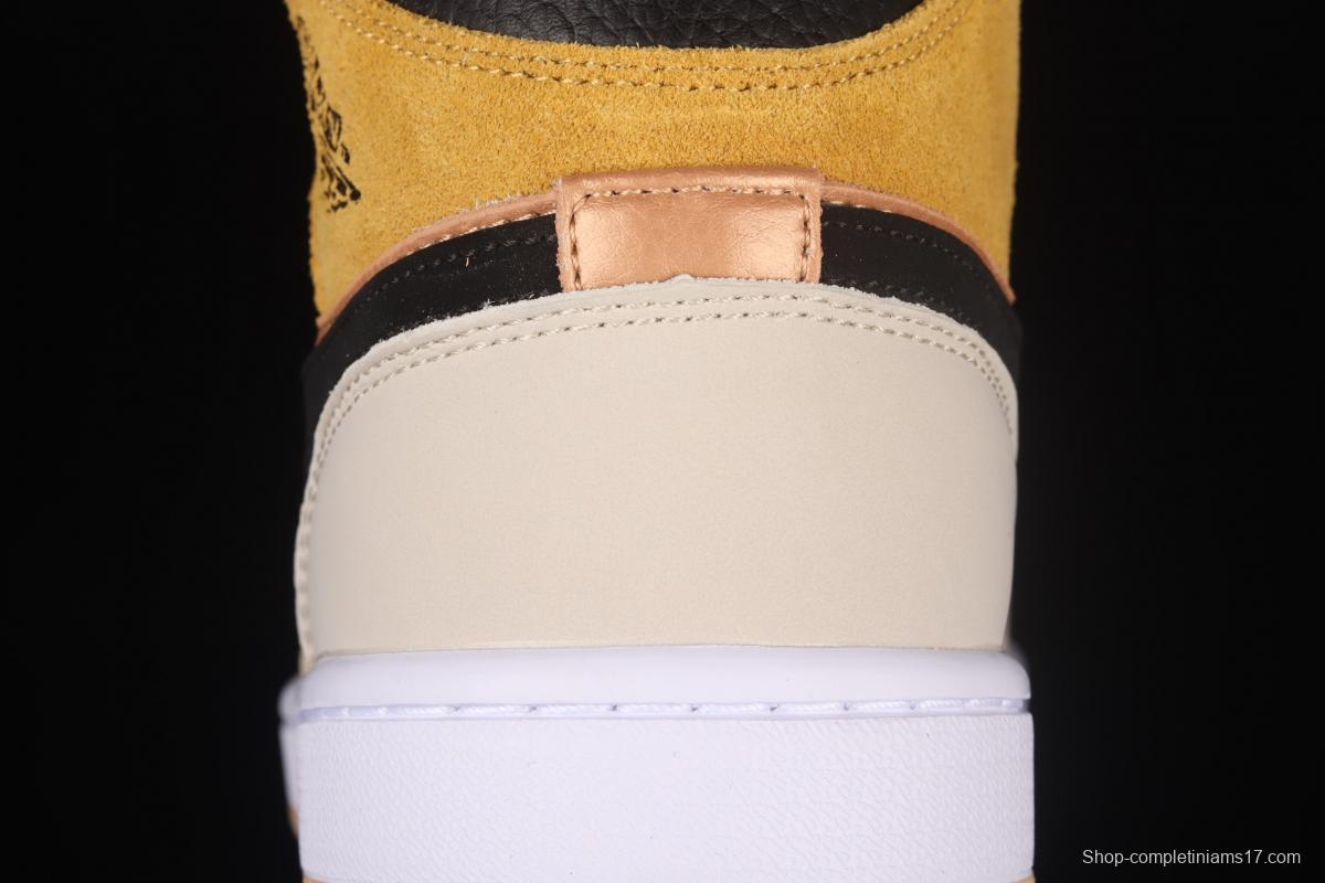 Air Jordan 1 Mid SE Particle Beige rock tea bronze Zhongbang basketball shoes DD2224-200