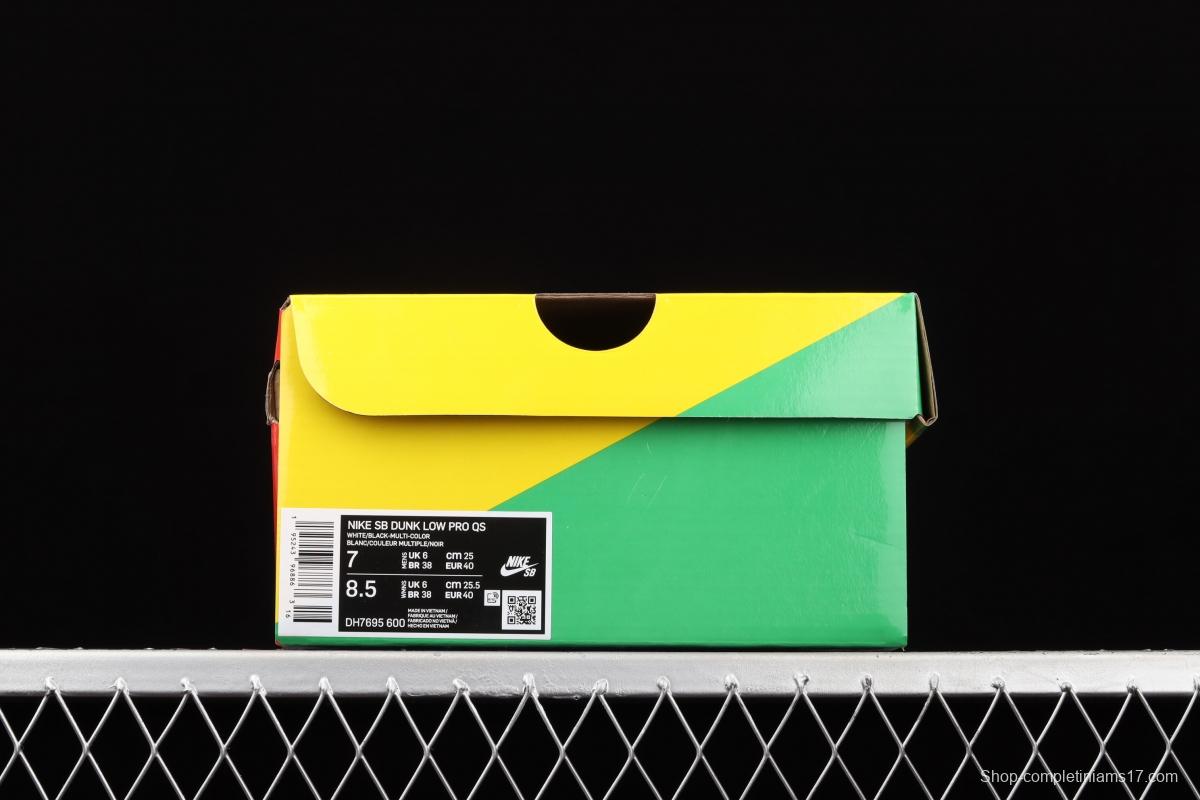 Parra x NIKE DUNK SB Low Pro White, Blue and Red Abstract Art scratch Music Olympic Slam Dunk Series retro low-top leisure sports skateboard shoes DH7695-600