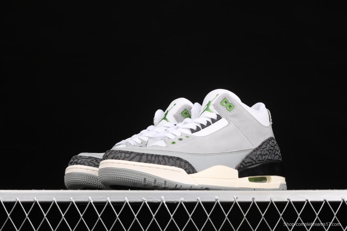 Air Jordan 3 Retro Chlorophyll AJ3 Joe 3 chlorophyll Gray Green manuscript 136064-006