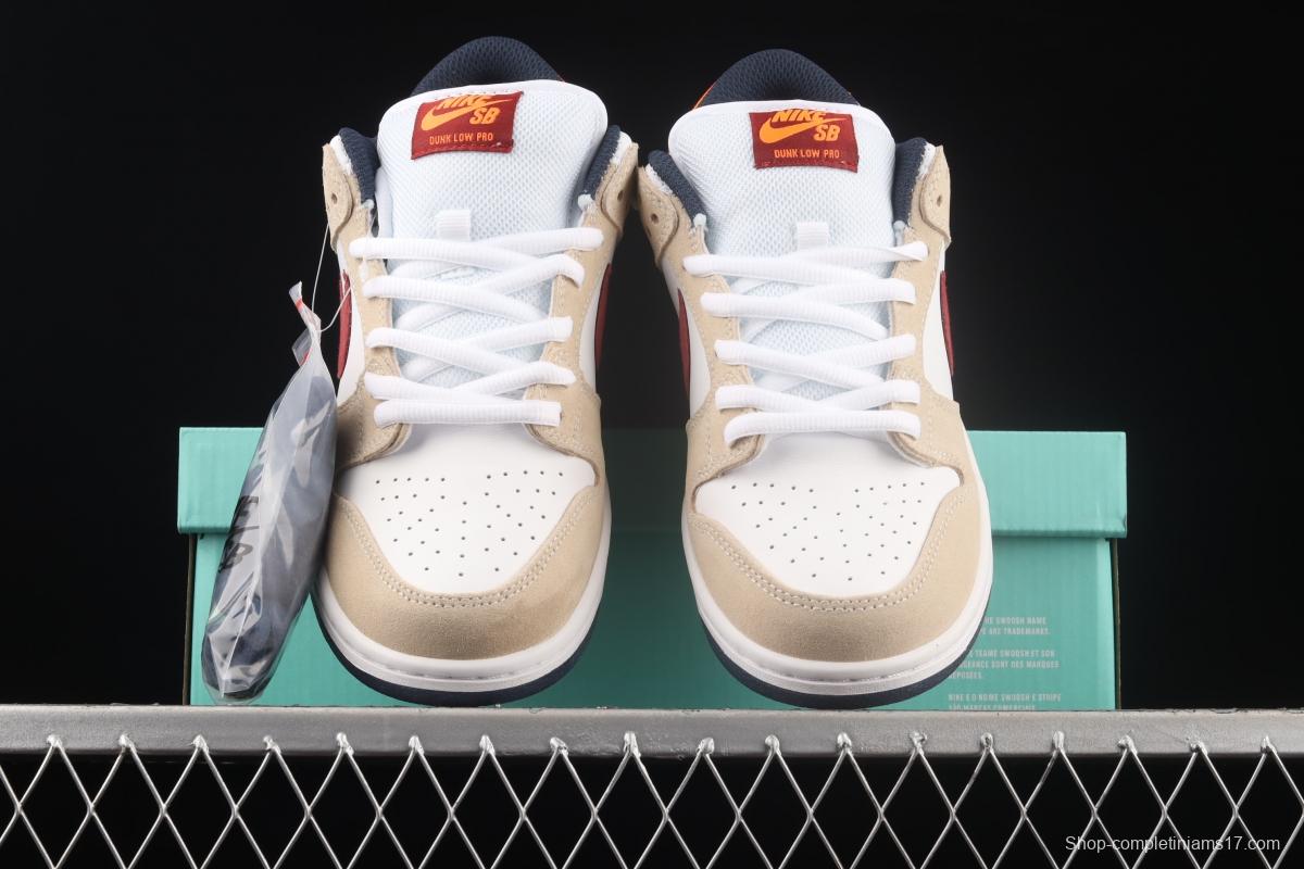 NIKE SB DUNK Low Pro beige red SB rebound fashion casual board shoes BQ6817-101,