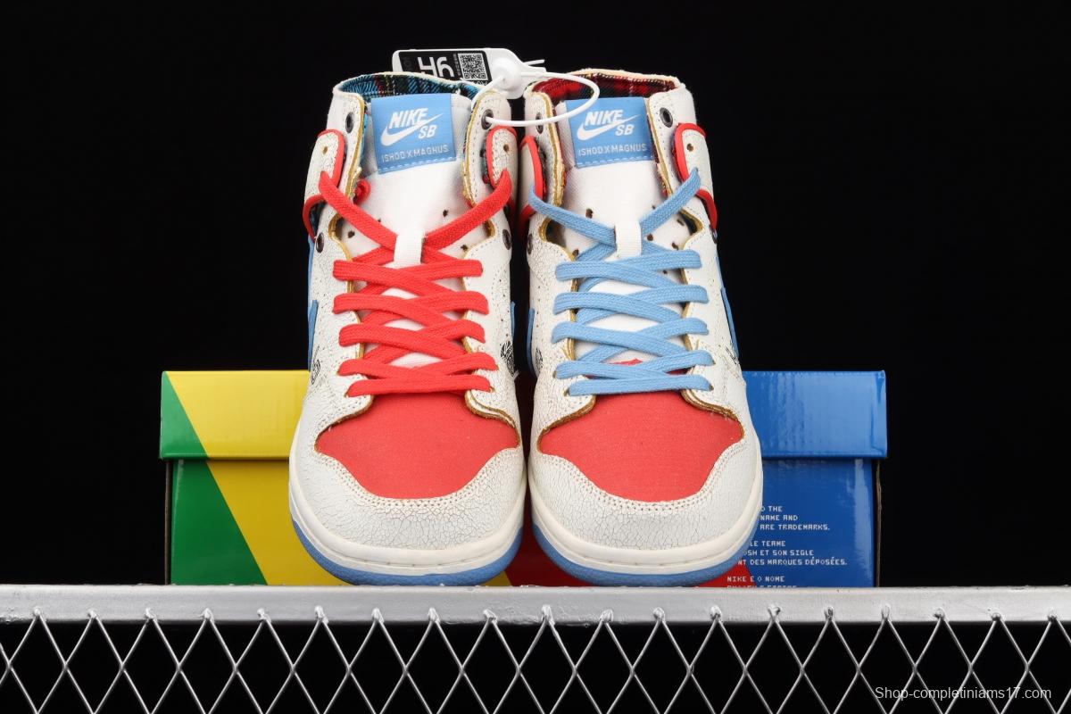 Magnus Walker x NIKE DUNK High Pro Decon QS [Porsche 911] White, blue and red high top casual skateboard shoes DH7683-100