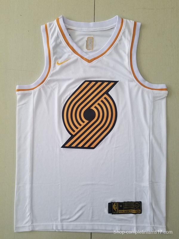 Damian Lillard 0 White Golden Edition Jersey