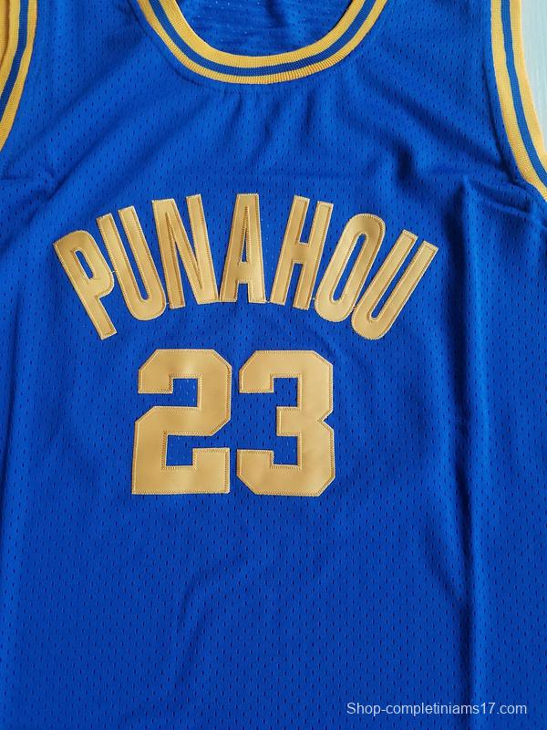 EJ Barack Obama 23 Punahou High Blue Basketbal Jersey