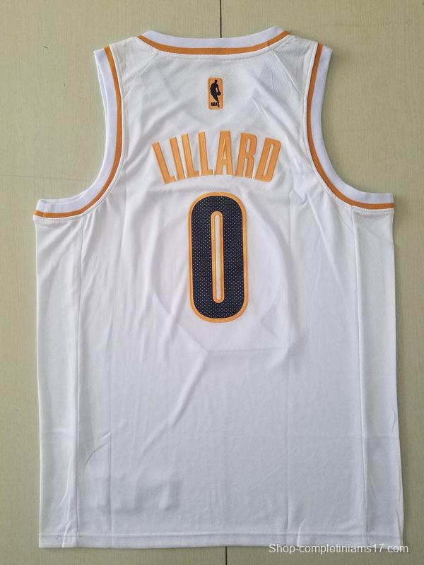 Damian Lillard 0 White Golden Edition Jersey