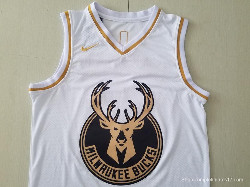 Giannis Antetokounmpo 34 White Golden Edition Jersey