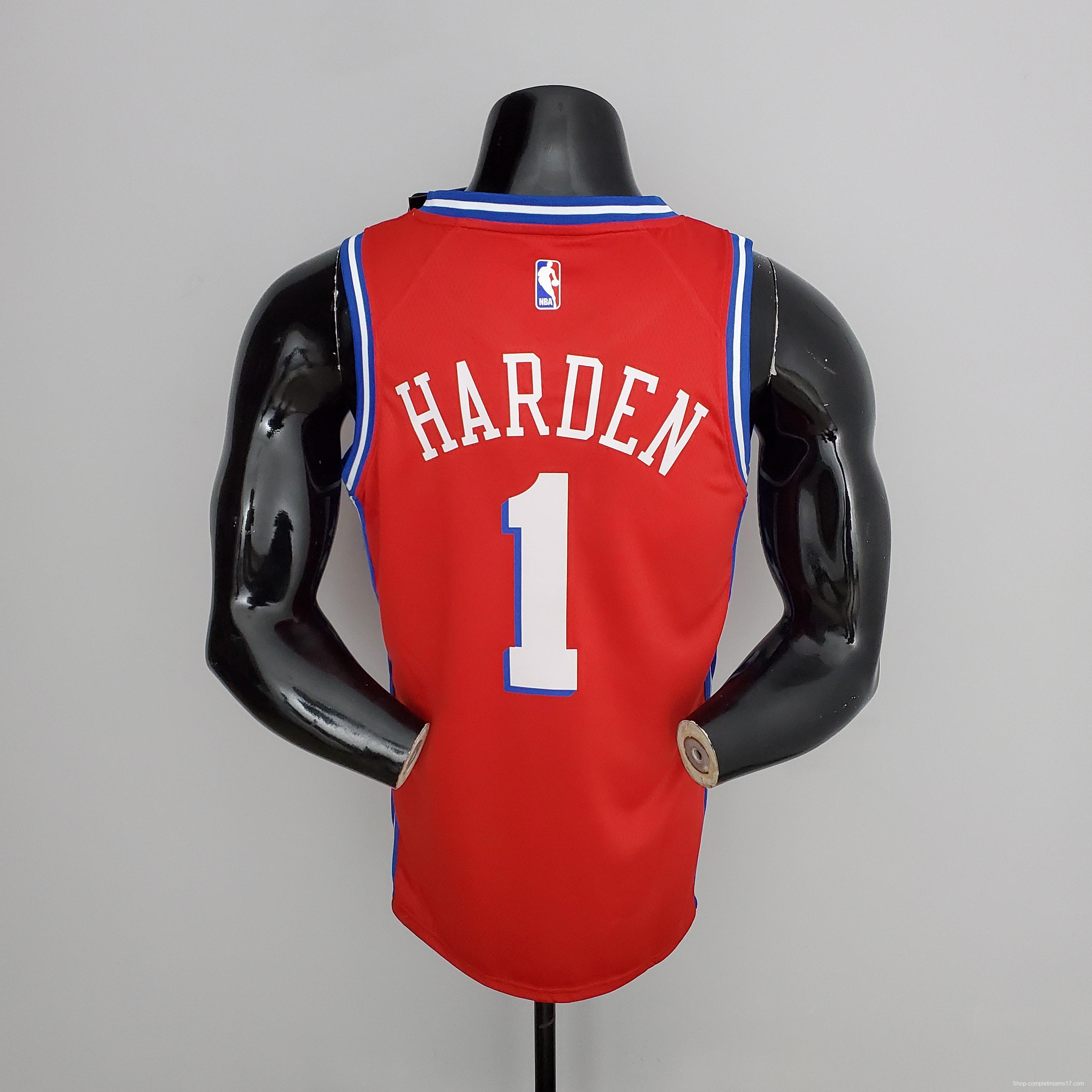 NBA 76ers Harden #1 V-Neck Red