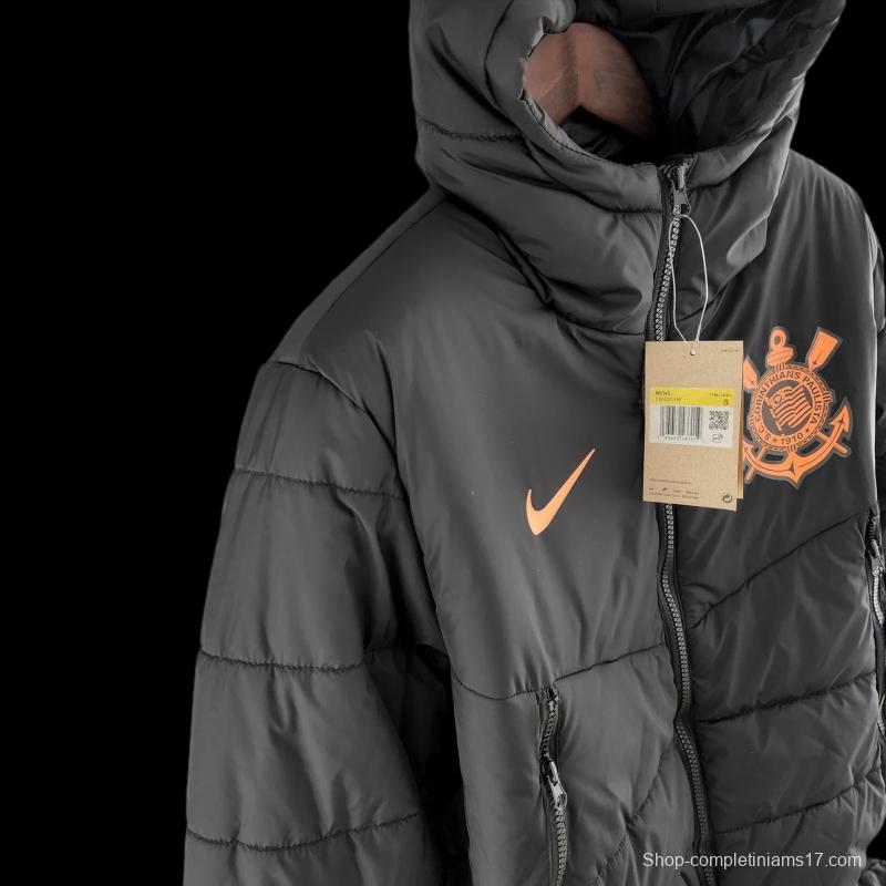 2022 Corinthians Down coat Jacket Black Orange Label