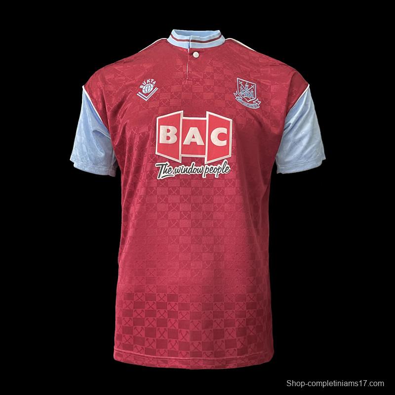 Retro 89/90 West Ham home Soccer Jersey