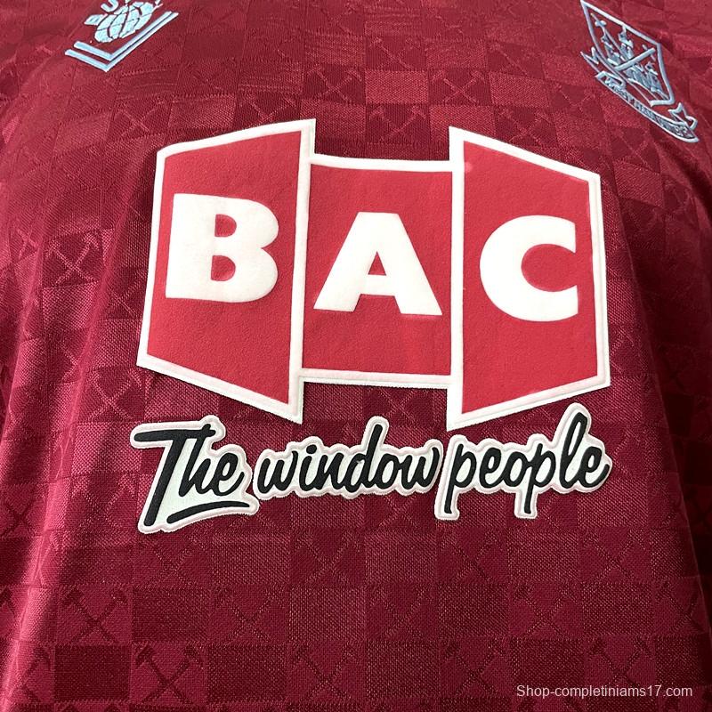 Retro 89/90 West Ham home Soccer Jersey