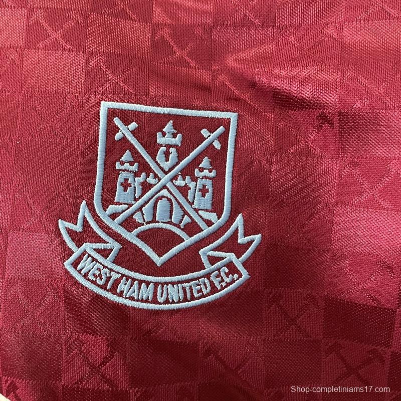 Retro 89/90 West Ham home Soccer Jersey