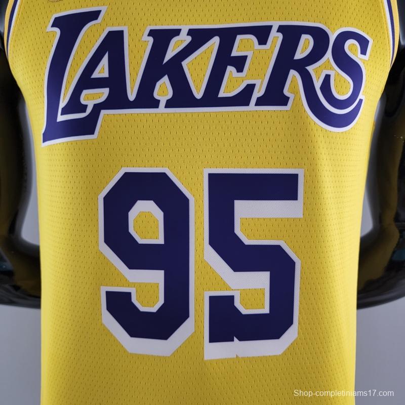 75th Anniversary TOSCANO #95 Los Angeles Lakers Yellow NBA Jersey