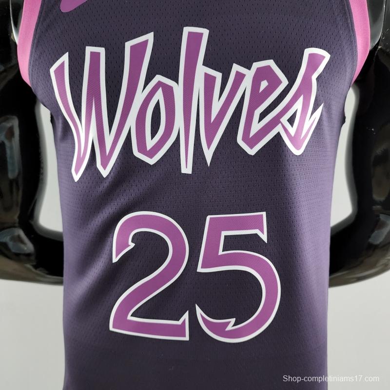 Minnesota Timberwolves ROSE#25 Black And Purple NBA Jersey