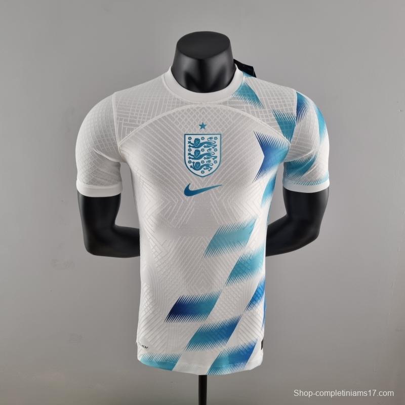 Player Version 2022 England Pre-match Kit White Blue