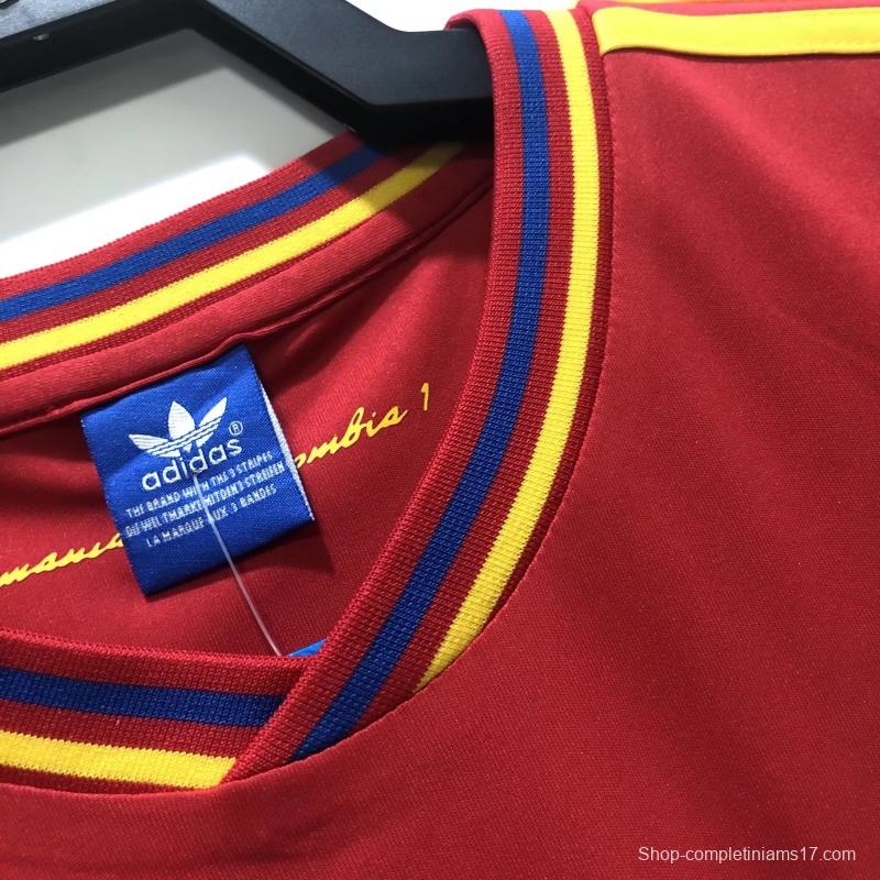 Retro 1990 Colombia Away Red Soccer Jersey