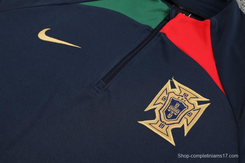 2022 Portugal Navy Half Zipper Tracksuit