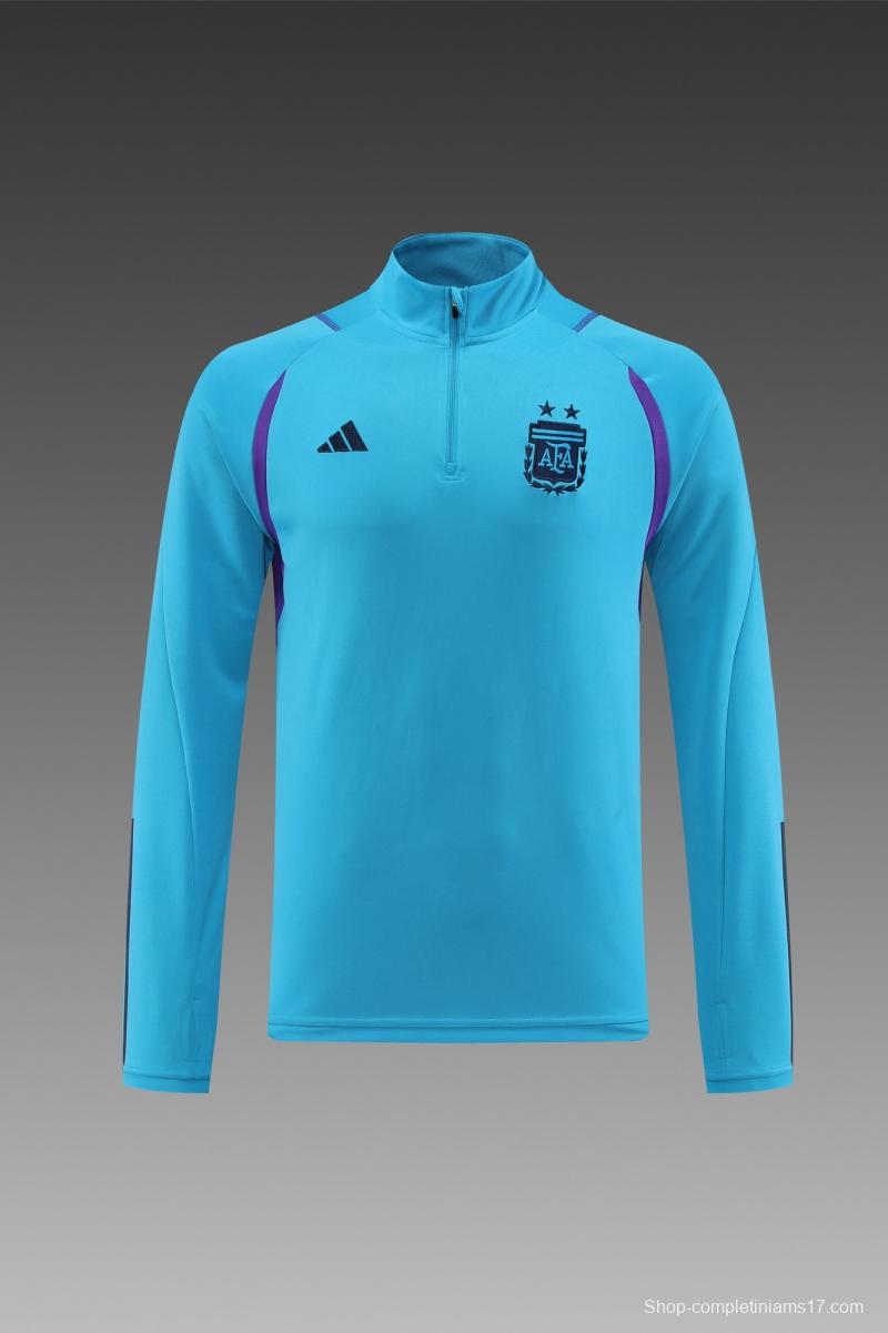 2022 Argentina Blue Half Zipper Tracksuit