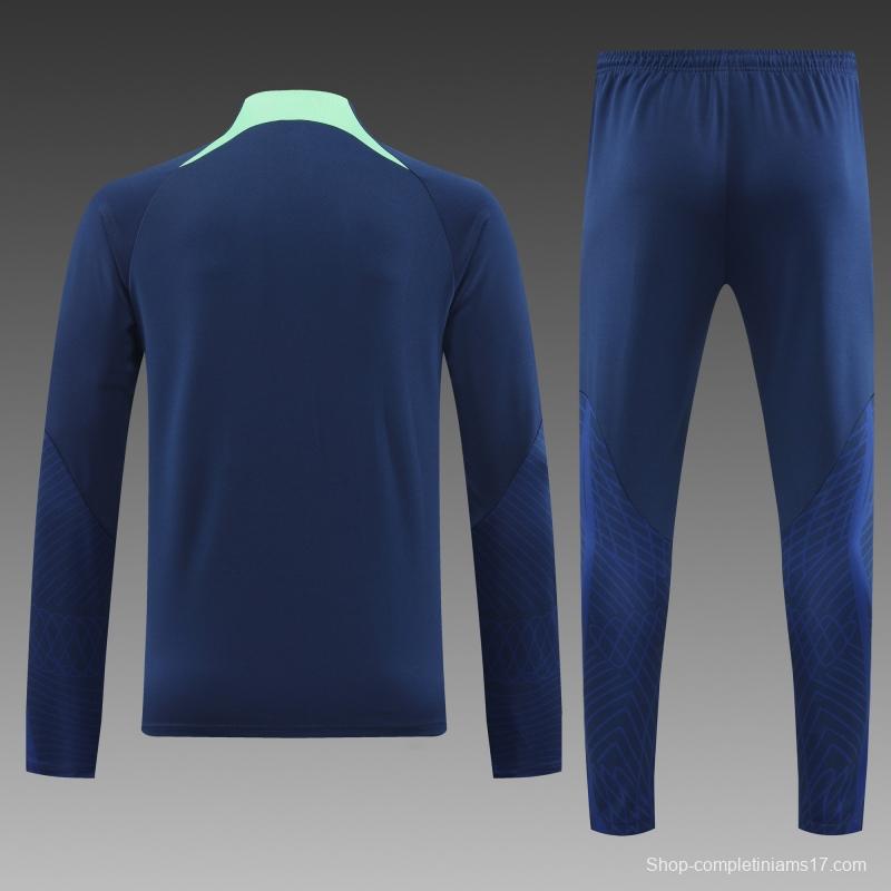 2022 Brazil Navy Half Zipper Tracksuit