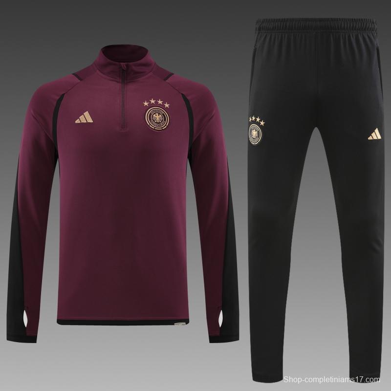 2022 Germany Wine Half Zipper Tracksuit