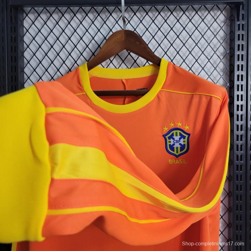 Retro Long Sleeve 1998 Brazil Goalkeeper Orange Jersey