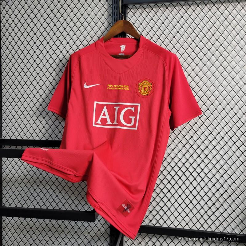 Retro 07-08 Manchester United Champions League Version Home Jersey