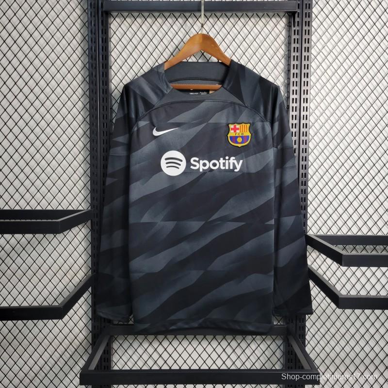 23-24 Long Sleeve Barcelona Black Goalkeeper Jersey